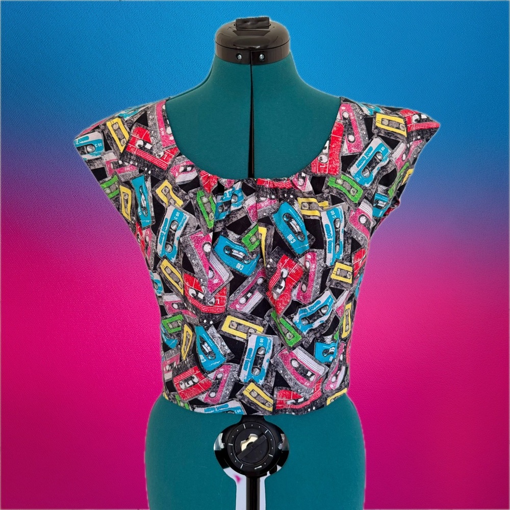 Colorful Cassette Print Women's Top